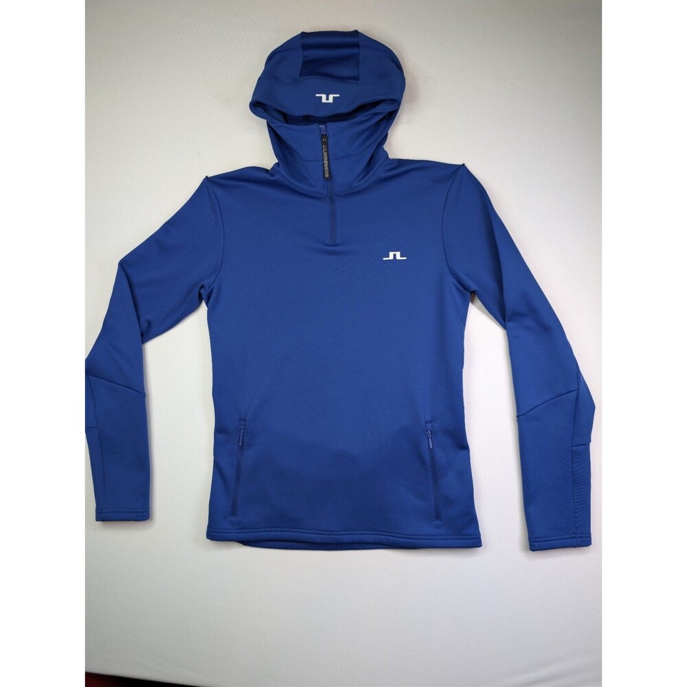 J. LINDEBERG AERIAL 1/4 ZIP HOOD MEN'S SMALL Sodalite Blue GOLF NEW NWT